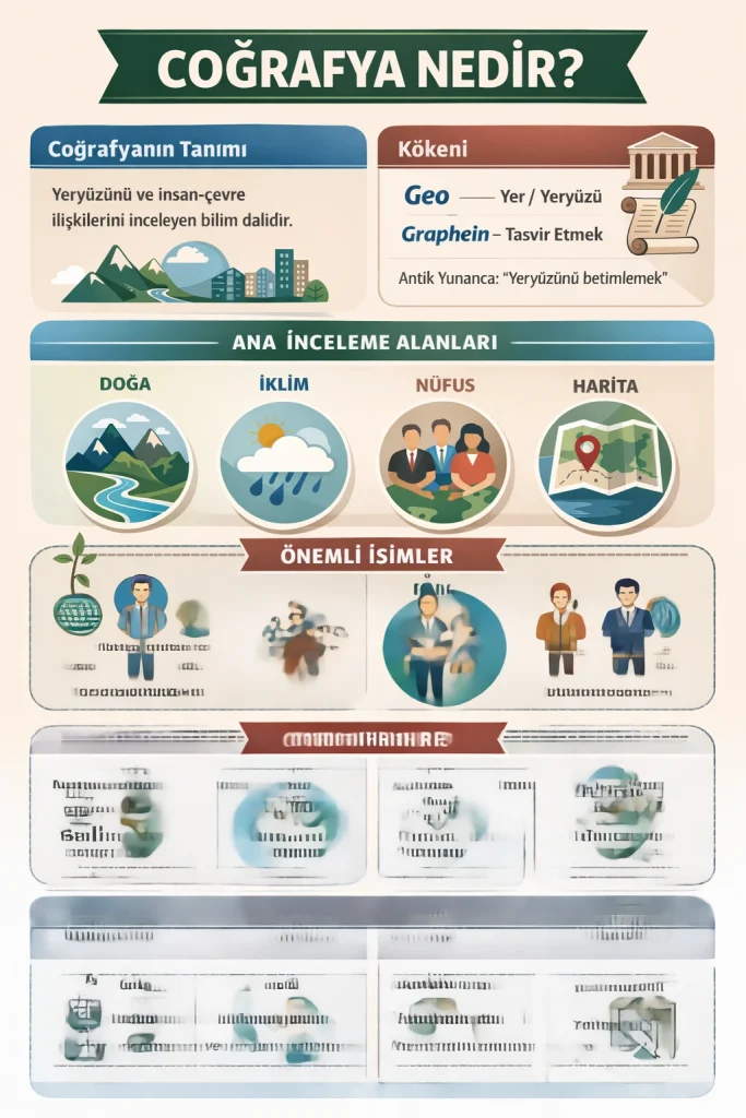 Coğrafya nedir? infografiği: Coğrafyanın tanımı.