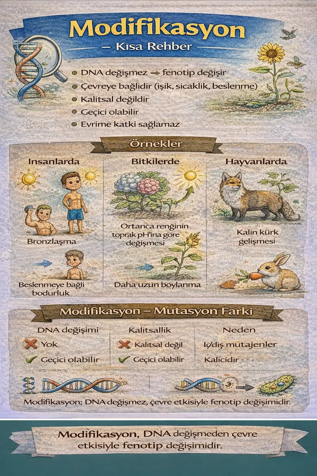 DNA değişmez, fenotip değişir