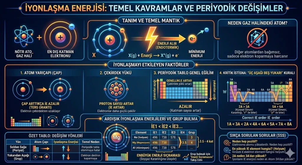 İyonlaşma enerjisi nedir? Periyodik tabloda iyonlaşma enerjisi değişimi