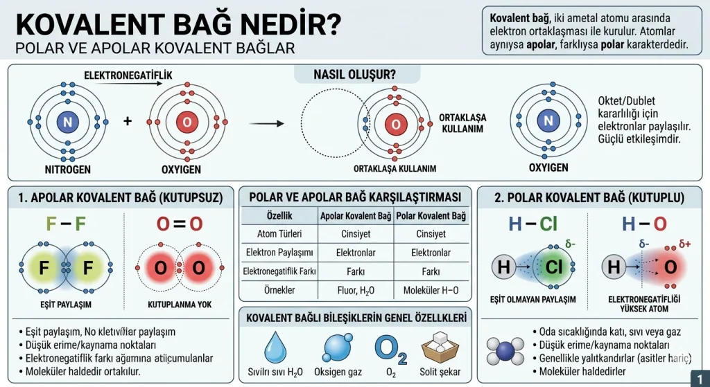 Kovalent bağ nedir? Polar ve apolar kovalent bağ örnekleri